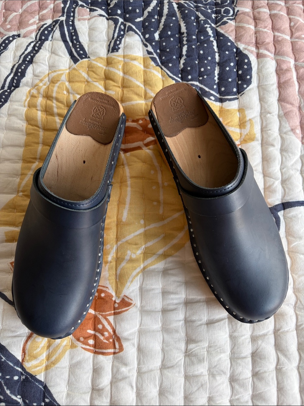 Navy Leather Troentorp Da Vinci Slip-On Clogs